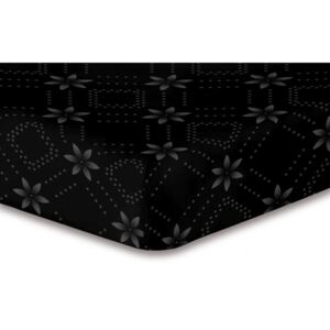Hypnosis Snowynight fekete mintás gumis lepedő, 200 x 220 cm - DecoKing