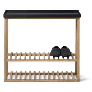 Hello Storage cipőtartó/tároló tölgyfa deszkával, fekete színben - Wireworks