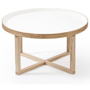 Round kerek tölgyfa asztal, fehér asztallappal, Ø 66 cm - Wireworks