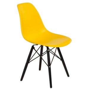 P016W PP szék citromsárga - fekete fa lábakkal