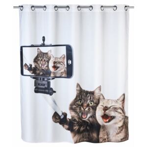 Selfie Cat penészálló zuhanyfüggöny, 180 x 200 cm - Wenko