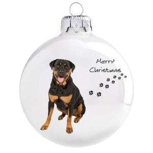 Rottweiler porcelán fehér 8cm - Karácsonyfadísz