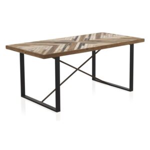 Étkezőasztal fém szerkezettel és újrahasznosított fa asztallappal, 180 x 90 cm - Geese