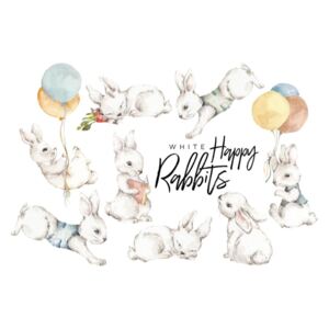 White Happy Rabbits 8 db-os falmatrica szett - Dekornik
