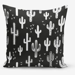 Black White Cactus Duro fekete-fehér pamutkeverék párnahuzat, 45 x 45 cm - Minimalist Cushion Covers