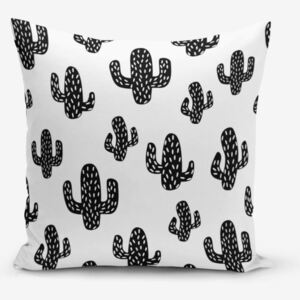 Black White Cactus fekete-fehér pamutkeverék párnahuzat, 45 x 45 cm - Minimalist Cushion Covers