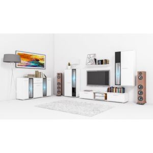 MEBLINE Living Room Set: Wall Unit + Chest of Drawers SALSA white