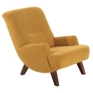 Brandford Velor sárga fotel, sötétbarna lábakkal - Max Winzer