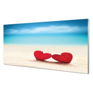 Akrilképek Szív vörös homok tenger 100x50 cm