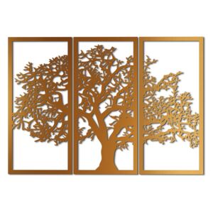 Fali dekoráció, 3 részes fa motivum, 125x88 cm, arany - CHENE