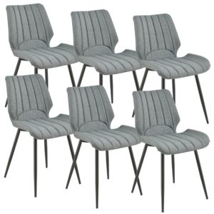 [en.casa]® Étkezőszék Pohorje 6 darabos párnázott textil design szék szett 77 x 57,5 x 46 cm sötétszürke