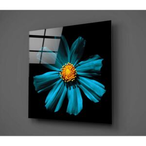 Flowerina fekete-türkiz üvegkép, 30 x 30 cm - Insigne