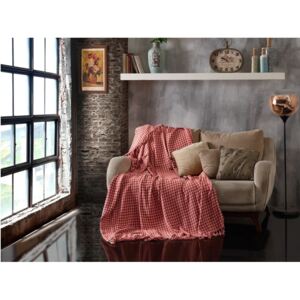 Throw Brick Red Light Pink rózsaszín kétszemélyes pamut ágytakaró, 200 x 230 cm - EnLora Home