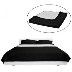 Kétoldalú vattázott ágytakaró 220 x 240 cm fekete|fehér