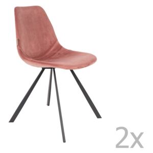 Franky 2 db-os fáradt rózsaszín szék szett bársony kárpittal - Dutchbone