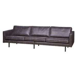 Rodeo fekete háromszemélyes kanapé, újrahasznosított bőrhuzattal - BePureHome