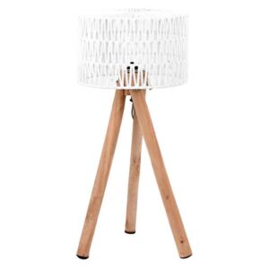 Stripe fehér asztali lámpa mangófából - LABEL51