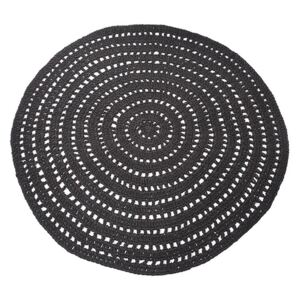 Knitted fekete kerek pamutszőnyeg, ⌀ 150 cm - LABEL51