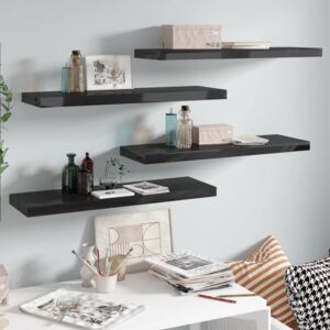 VidaXL 4 db magasfényű fekete MDF fali polc 80 x 23,5 x 3,8 cm
