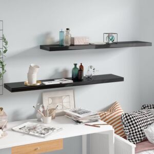VidaXL 2 db magasfényű fekete MDF fali polc 120 x 23,5 x 3,8 cm