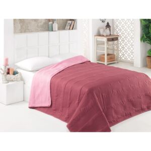 Barna-rózsaszín mikroszálas, kétoldalas ágytakaró, 200 x 220 cm