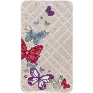 Butterfly bézs mintás fürdőszobai szőnyeg, 80 x 140 cm - Confetti