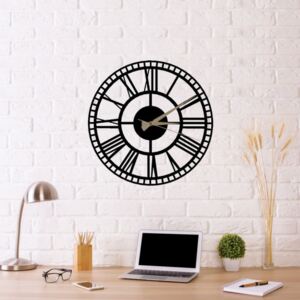 Roman Clock II fekete fém falióra, ⌀ 50 cm