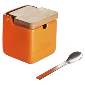 Spoon Wood narancssárga cukortartó kanállal - Versa