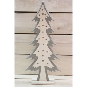Fa karácsonyfa állványon (m. 35,5 cm) - fehér-szürke