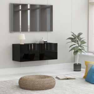 Magasfényű fekete forgácslap TV-szekrény 80 x 30 x 30 cm