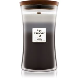 Woodwick Trilogy Warm Woods illatos gyertya fa kanóccal 609,5 g