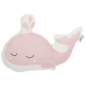 Pillow Toy Whale rózsaszín pamutkeverék gyerekpárna, 35 x 24 cm - Apolena