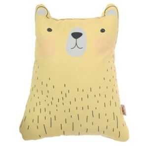 Pillow Toy Bear Cute sárga pamut keverék gyerekpárna, 22 x 30 cm - Apolena