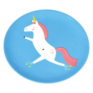Magical Unicorn kék, egyszarvú mintás tányér - Rex London