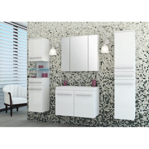 KARA fürdőszoba összeállítás + mosdó, fehér/magasfényű fehér