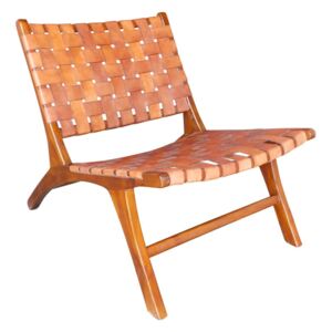 Ginevra barna teakfa szék, bőrüléssel - WOOX LIVING