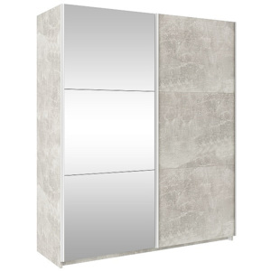 Posuvná šatní skříň se zrcadlem TRUDY, beton