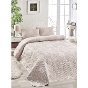Kralice Pink pamutkeverék ágytakaró és 2 párnahuzat, 200 x 220 cm