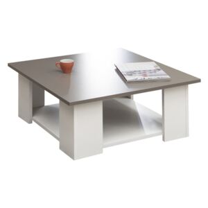 Square fehér konferencia asztal szürkésbézs lappal, 67 x 67 cm - Symbiosis