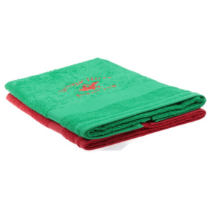 Beverly Hills Polo Club Tommy Orj zöld és piros törölköző szett, 50 x 100 cm