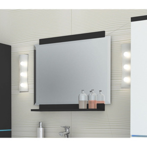 TALUN fürdőszobai tükör polccal, 60x60x15 cm, fekete