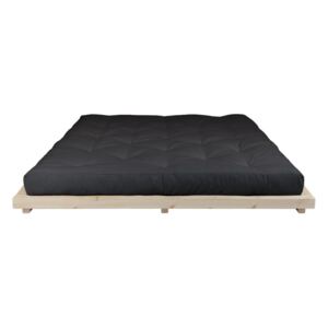 Dock Comfort Mat Natural Clear/Black borovi fenyőfa franciaágy matraccal, 180 x 200 cm - Karup Design
