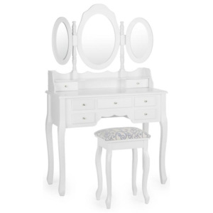 OneConcept Miss Charlotte, öltözőasztal, 3 tükör, 90 x 144,5 x 40 cm, szék mellékelve