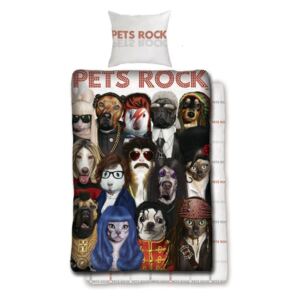 Pets Rock pamut ágynemű, 140 x 200 cm, 70 x 90 cm
