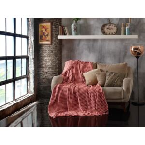 Throw Brick Red Light Pink rózsaszín kétszemélyes pamut ágytakaró, 200 x 230 cm - EnLora Home