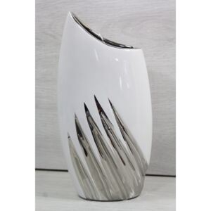 Kerámia váza - fehér-ezüst (m. 29,5 cm) méret