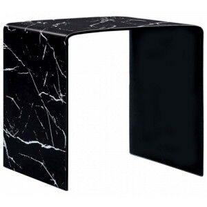 Fekete márvány hatású edzett üveg dohányzóasztal 50x50x45 cm