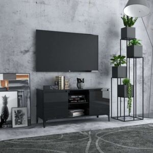 VidaXL magas fényű fekete TV-szekrény fém lábakkal 103,5 x 35 x 50 cm