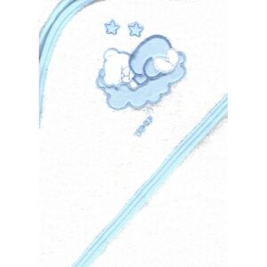 Trimex kapucnis,frottír fürdőlepedő 100*160 cm - fehér/kék alvó maci