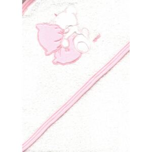 Trimex kapucnis,frottír fürdőlepedő 100*160 cm - fehér/rózsaszín ölelő maci